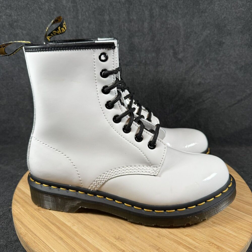 Dr. Martens Doc’s 1460W White Patent Leather AirWair Bouncing Soles Womens US 7